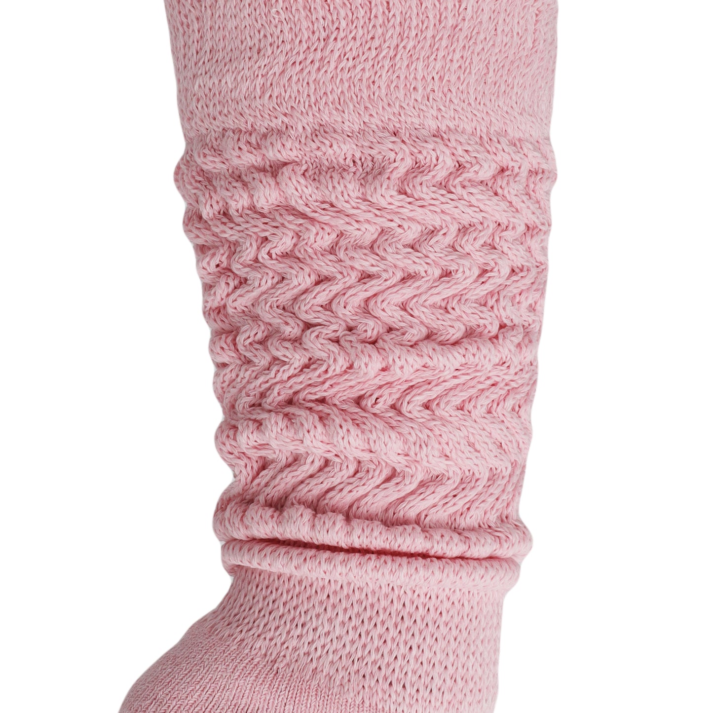 Pink Slouch Socks for Women Knee High Boot Long Cotton Scrunch Socks