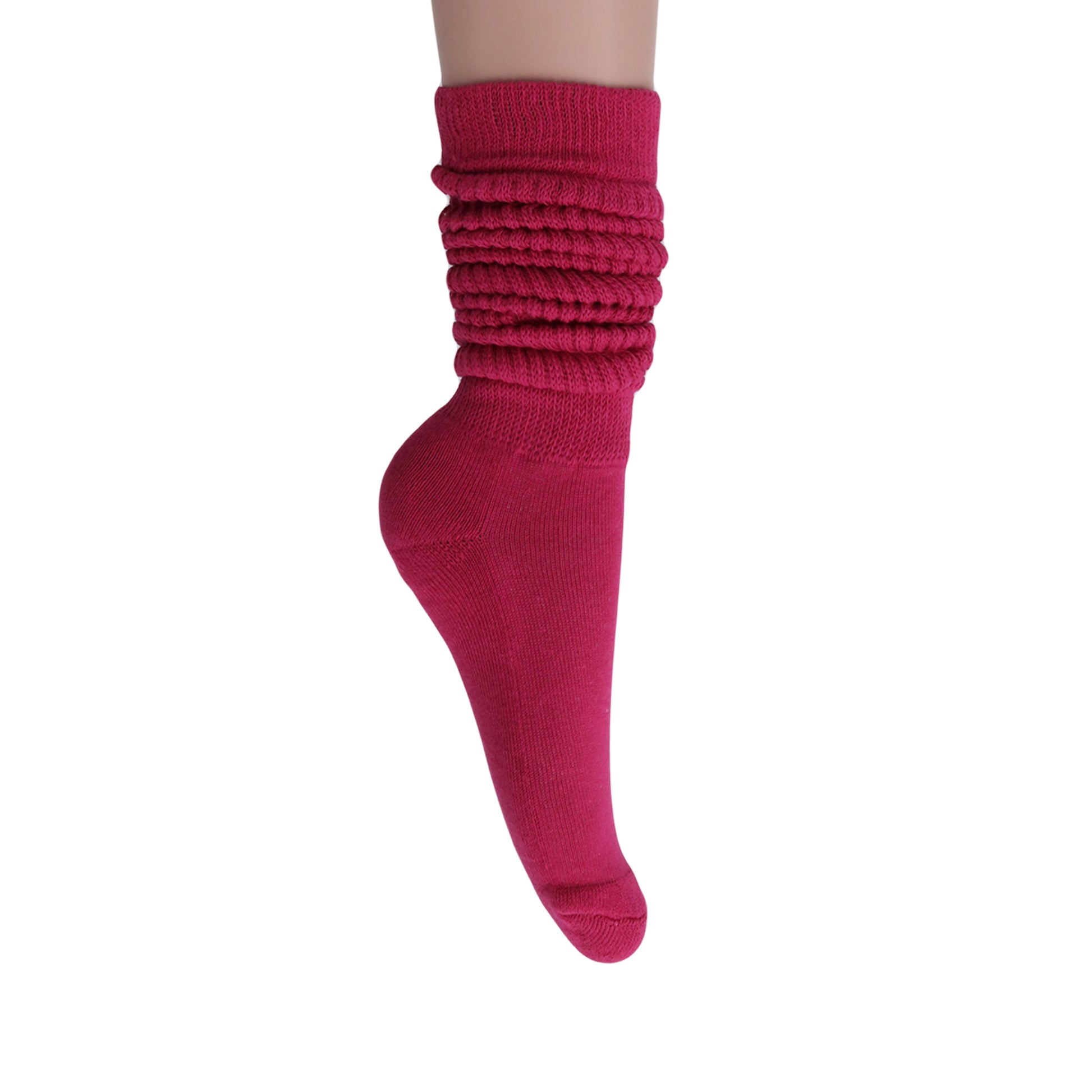 Fuchsia Slouch Socks for Women Boot Socks 2 Pairs Shoe Size 5 to 10