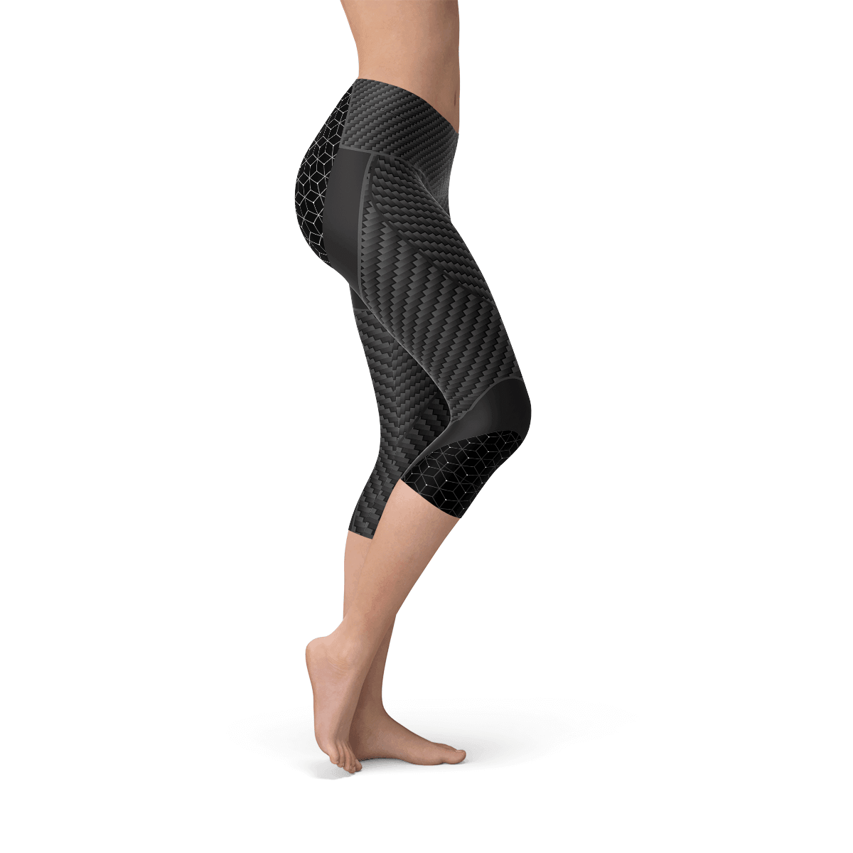 Womens Carbon Fiber Sports Capri Leggings