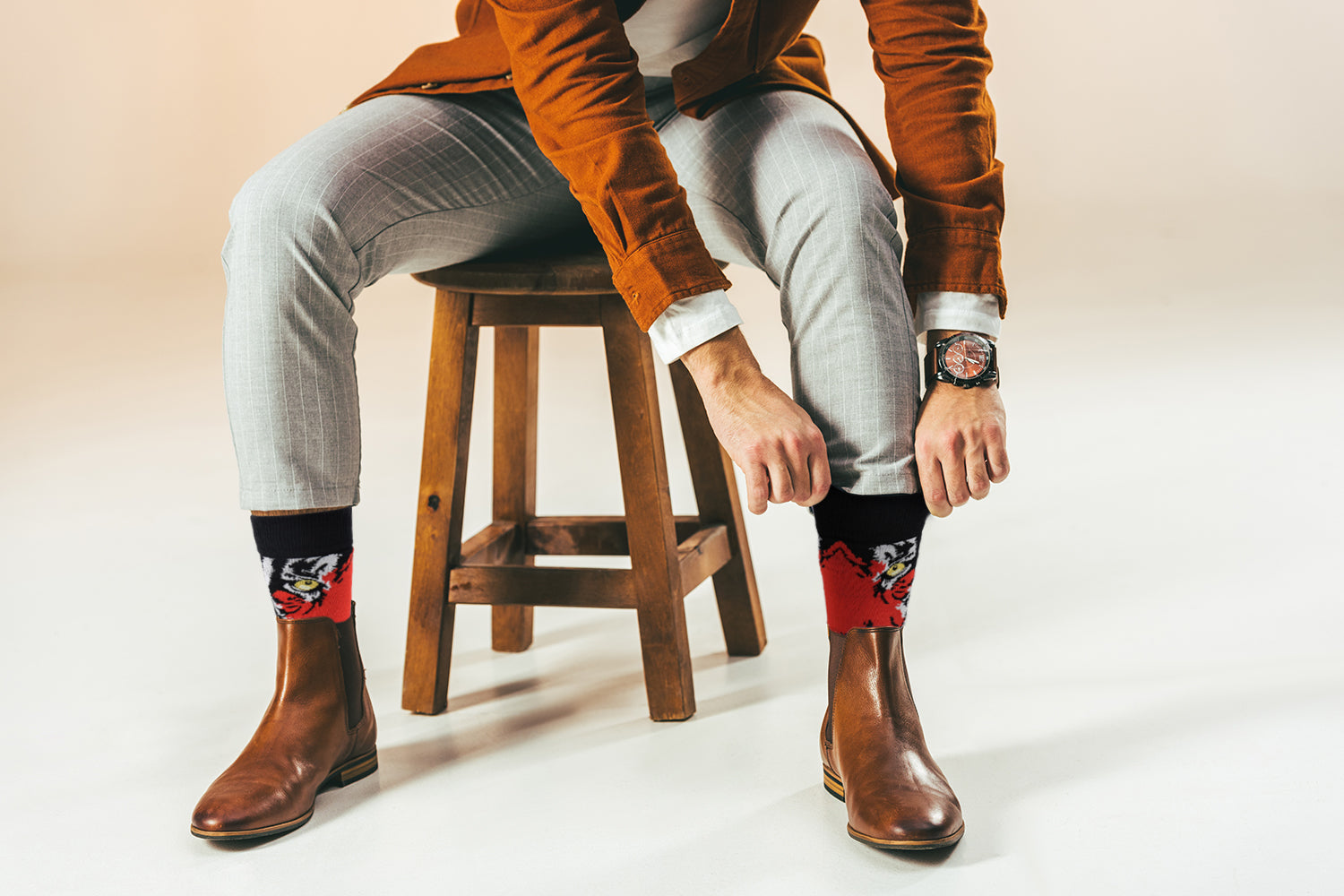 Sick Socks -Tiger (Black) – Exotic Animals Casual Dress Socks