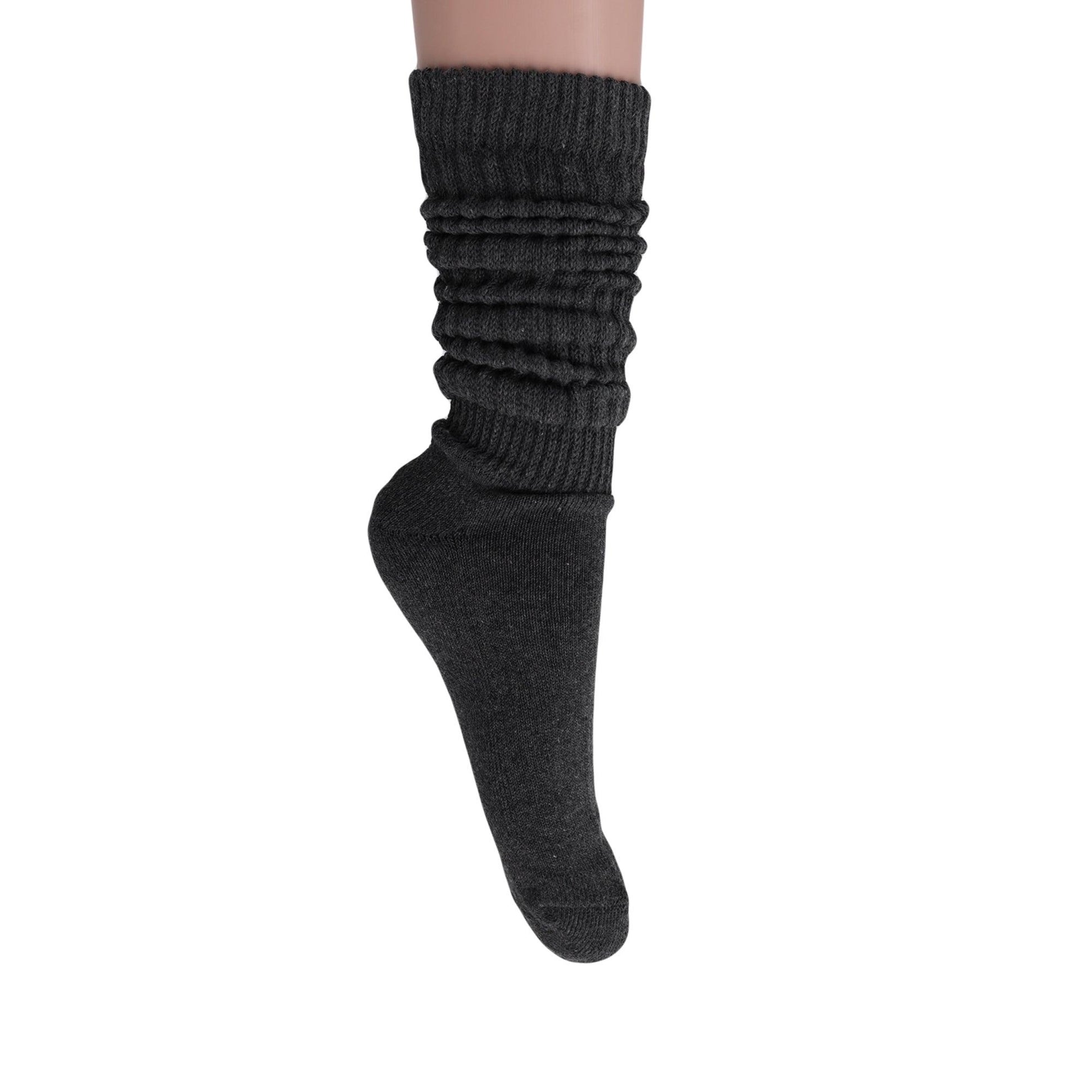 Dark Gray Slouchy Scrunch Socks for Women Knee High Elephant Socks