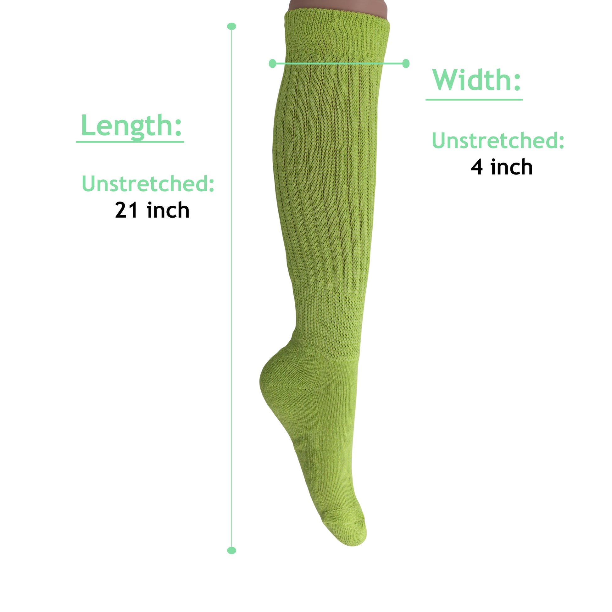 Almond Green Slouch Socks for Women Premium Cotton Knee High Socks