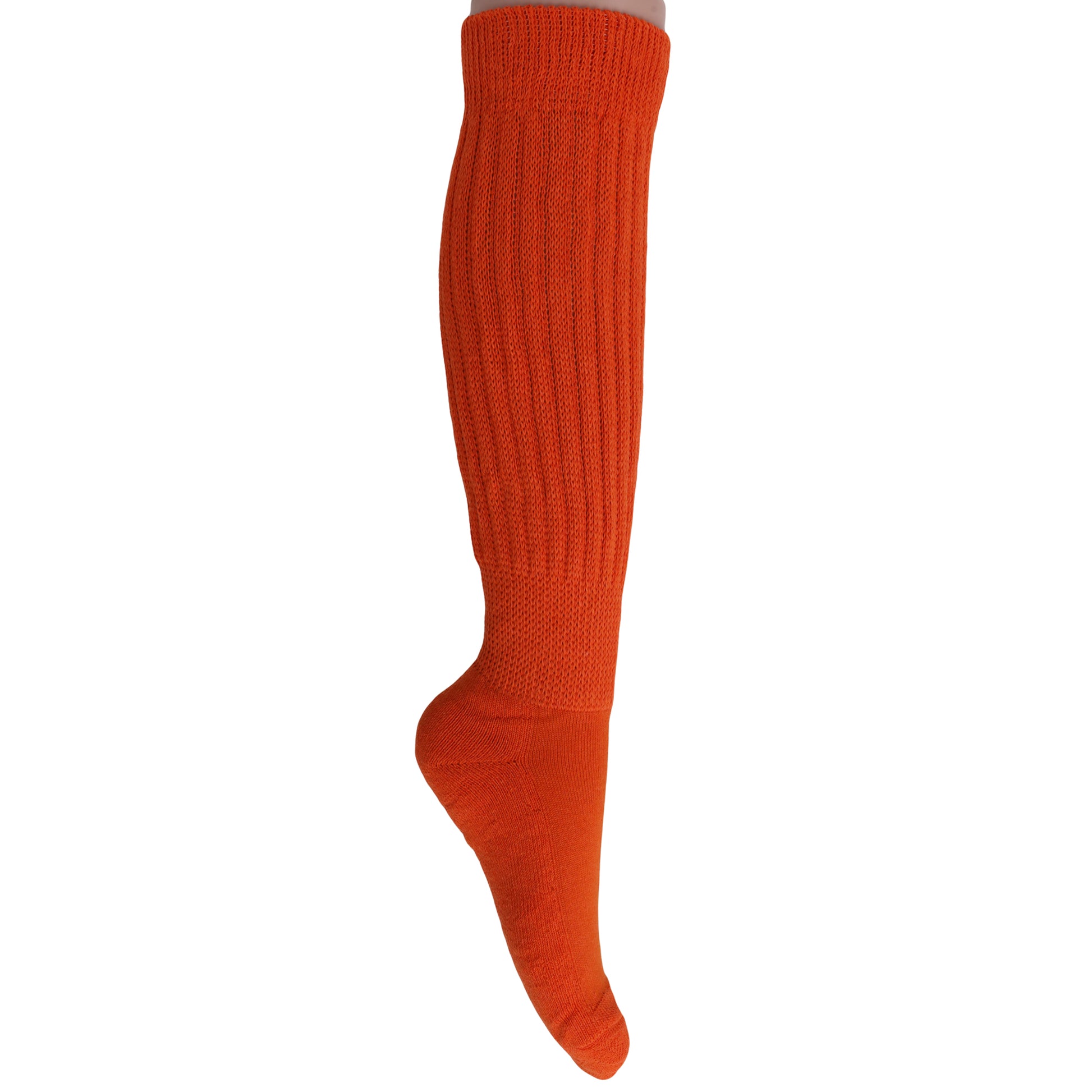 Orange Slouchy Scrunch Socks for Women Premium Cotton Boot Socks