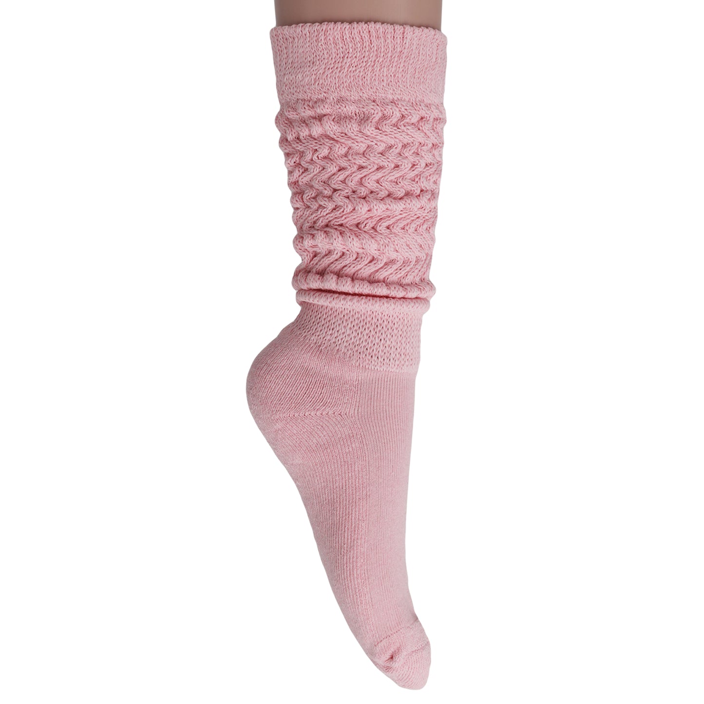 Pink Slouch Socks for Women Knee High Boot Long Cotton Scrunch Socks