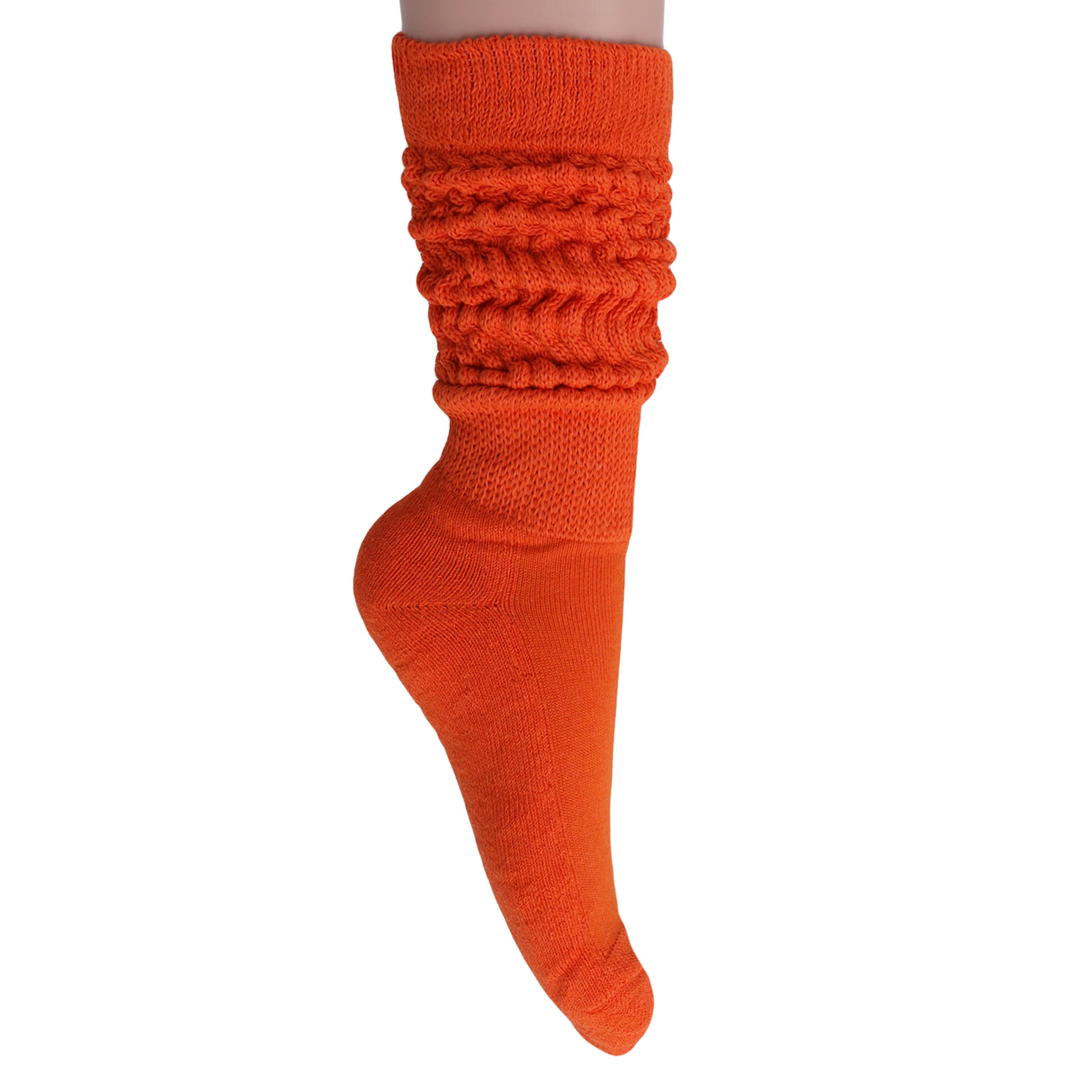 Orange Slouchy Scrunch Socks for Women Premium Cotton Boot Socks