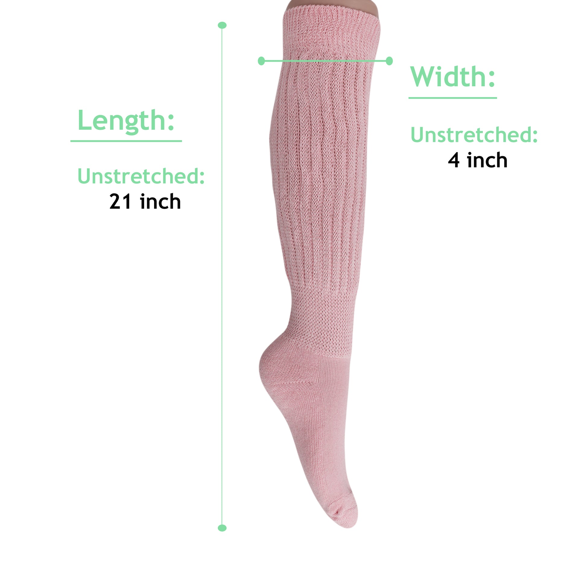 Pink Slouch Socks for Women Knee High Boot Long Cotton Scrunch Socks