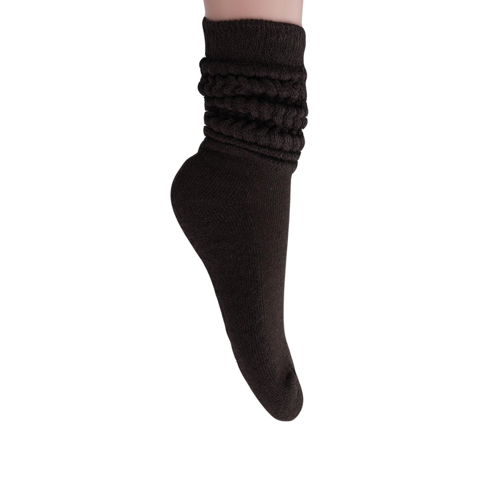 Brown Slouch Socks for Women Knee High Boot Long Cotton Scrunch Socks