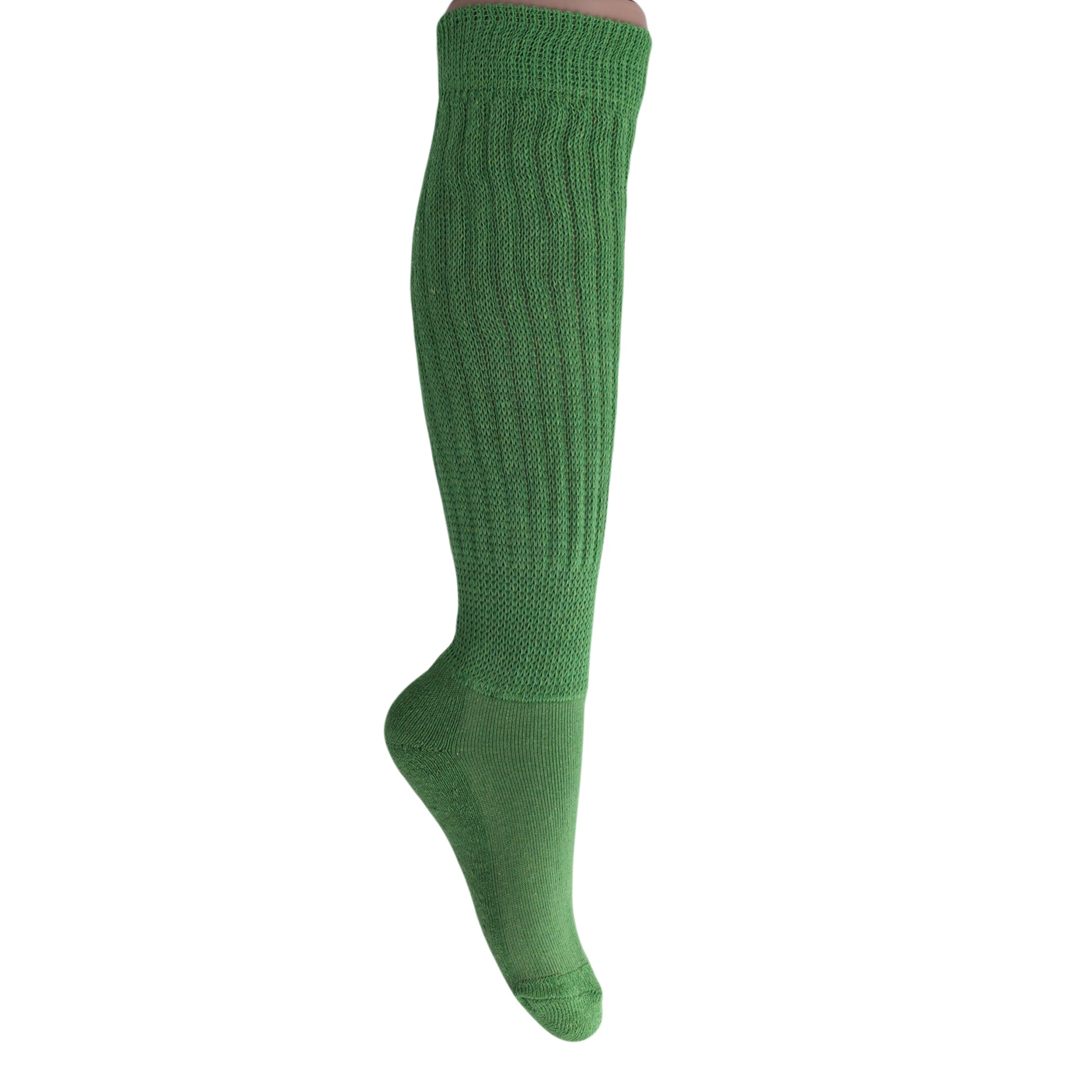 Green Slouch Socks for Women Premium Cotton Knee Socks