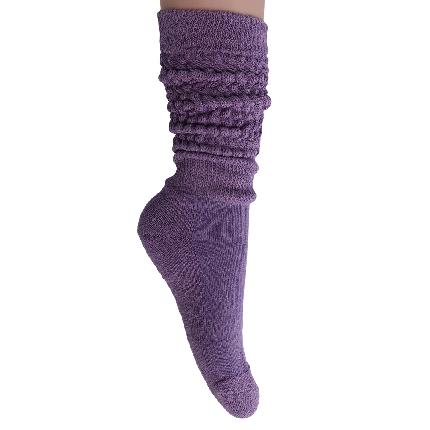 Purple Slouch Socks for Women Scrunch Cotton Knee High Socks