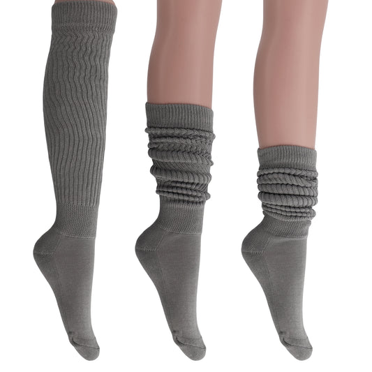 Gray Slouch Socks for Women Knee High Socks Shoe Size 5 to 10.