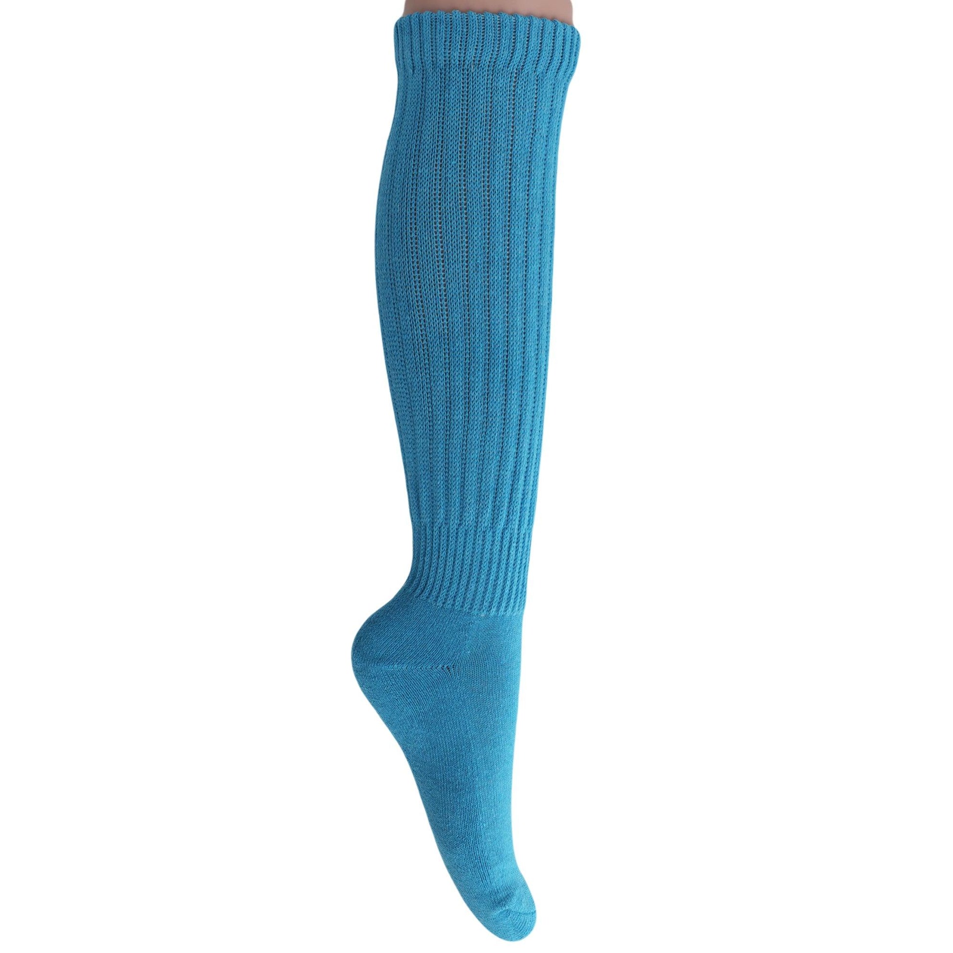 Turquoise Slouch Socks for Women Scrunch Calf Socks Shoe Size 5 to 10