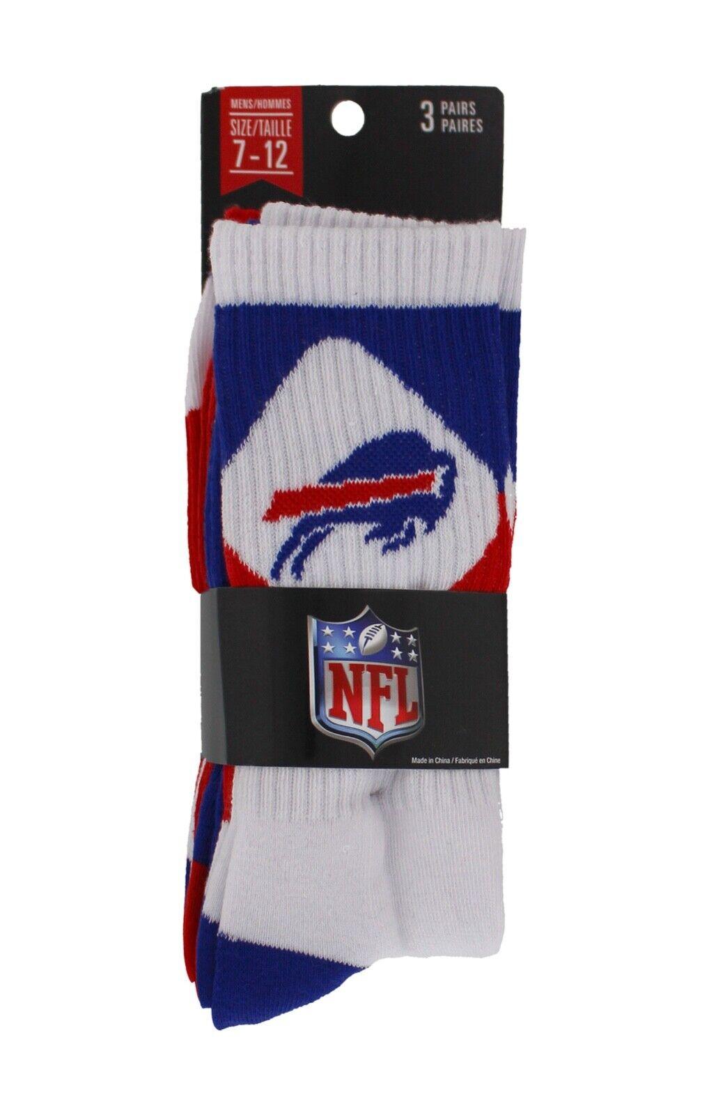 Buffalo Bills Socks 3 Pack Crew Length NFL Football