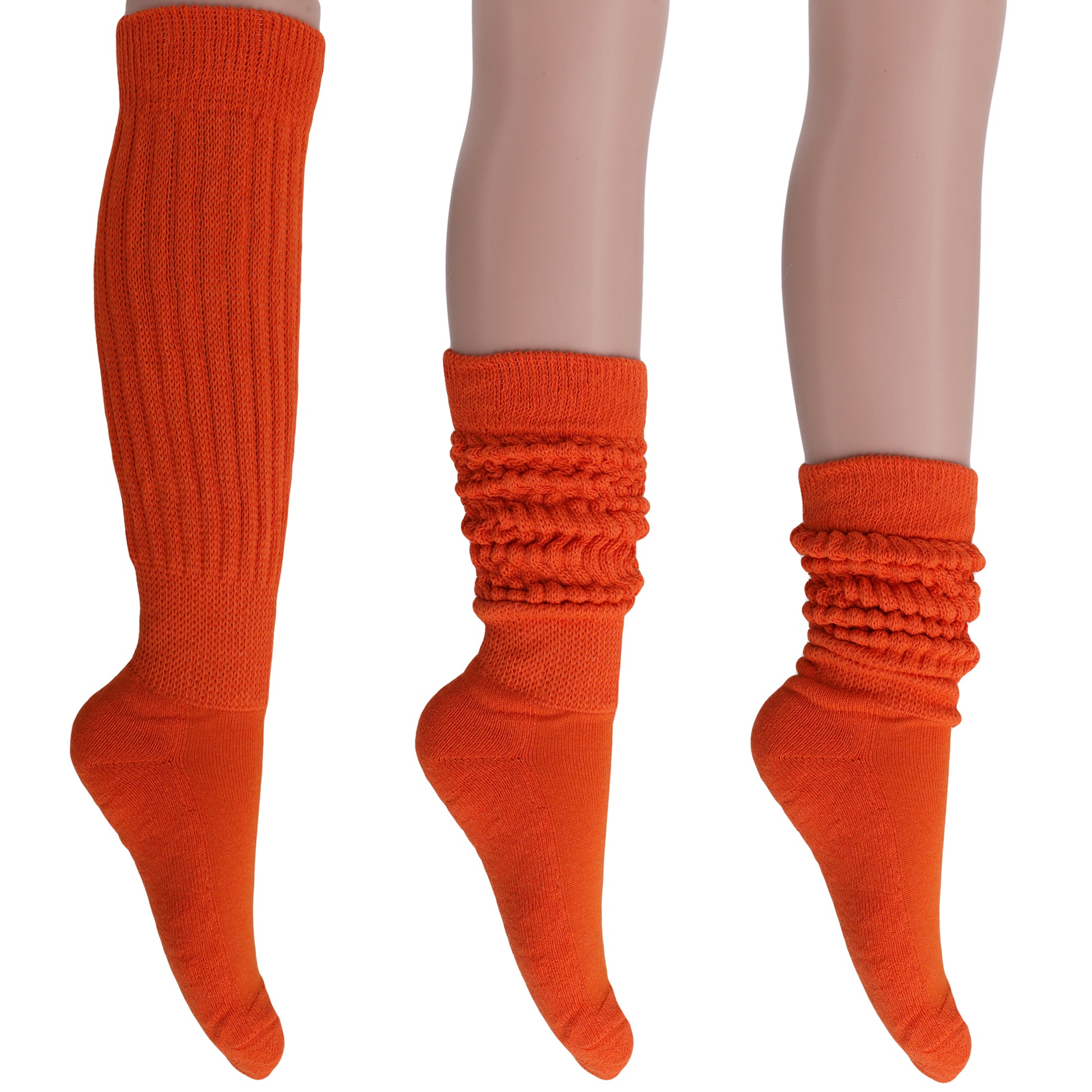 Orange Slouchy Scrunch Socks for Women Premium Cotton Boot Socks