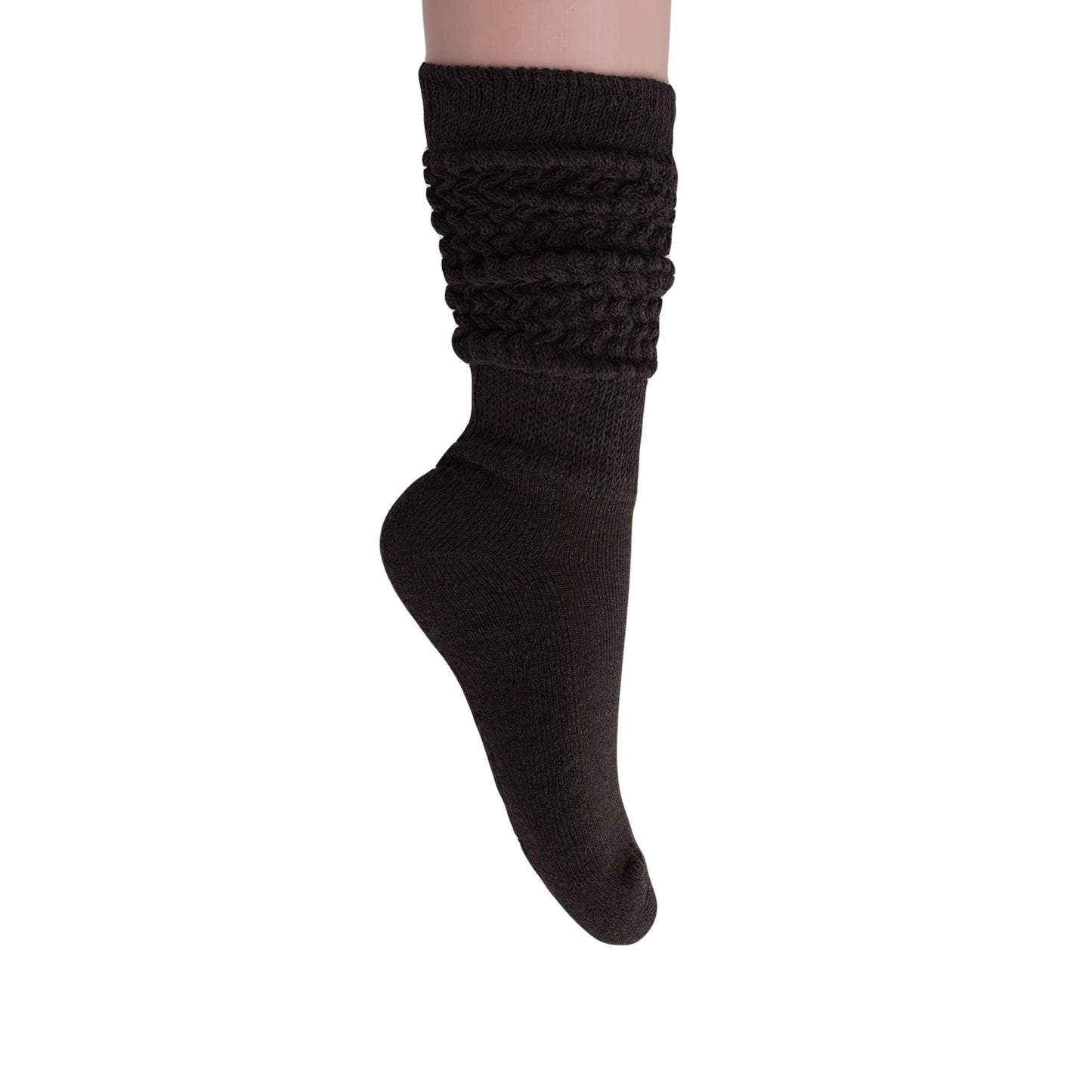 Brown Slouch Socks for Women Knee High Boot Long Cotton Scrunch Socks