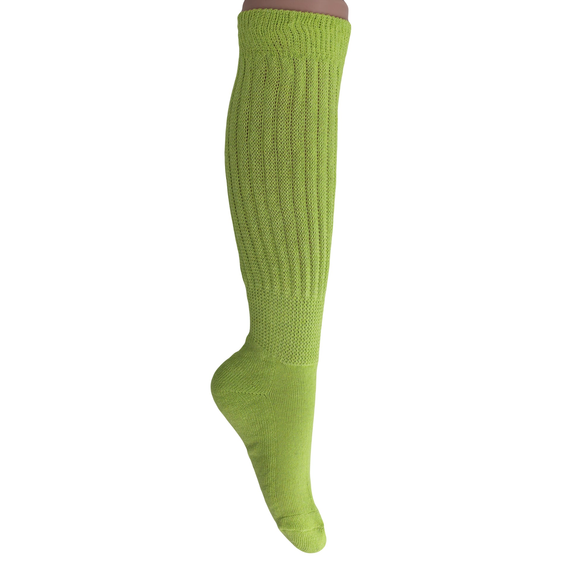 Almond Green Slouch Socks for Women Premium Cotton Knee High Socks