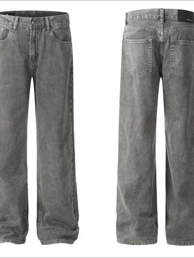 Men's Straight Leg Jeans with Pockets - Clothes For Her Online Store