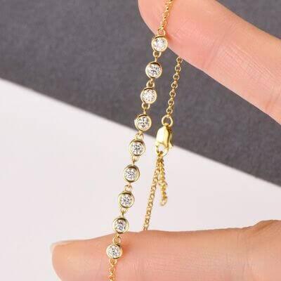 Inlaid Moissanite 925 Sterling Silver Bracelet - Clothes For Her Online Store