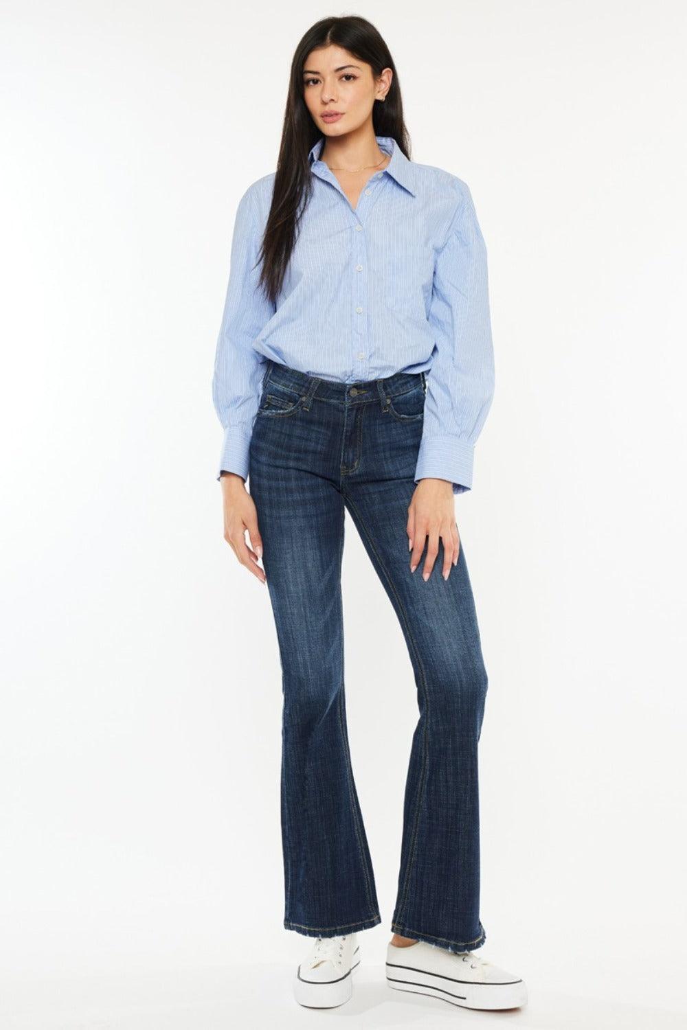 Kancan Full Size Mid Rise Flare Jeans - Clothes For Her Online Store