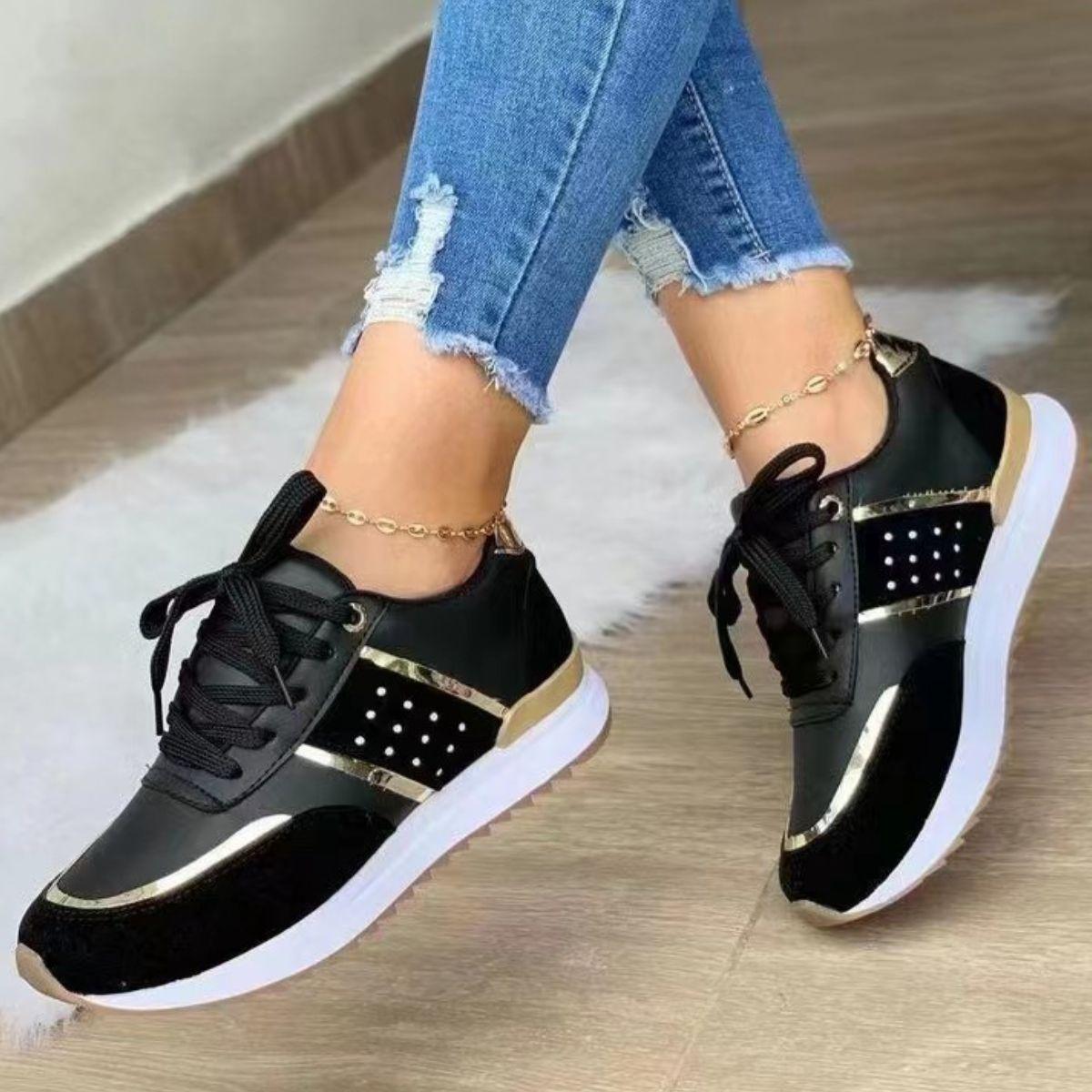 Round Toe Lace Up Platform Sneakers