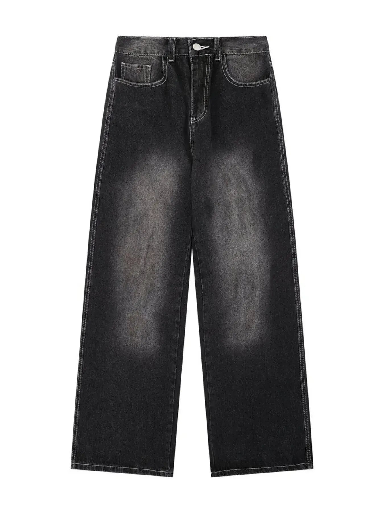 Men's Vintage Washed Wide Leg Denim Jeans