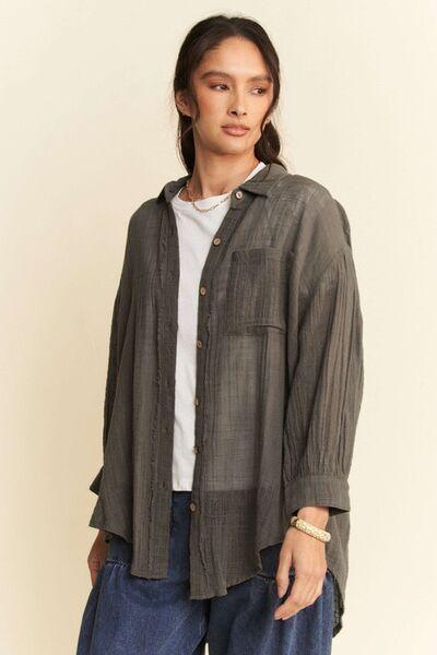 Davi & Dani High-Low Chest Pocket Button Up Shirt