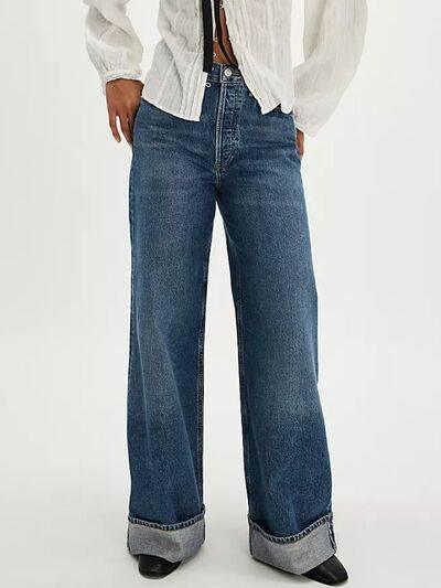 Cuffed Jeans with Pockets