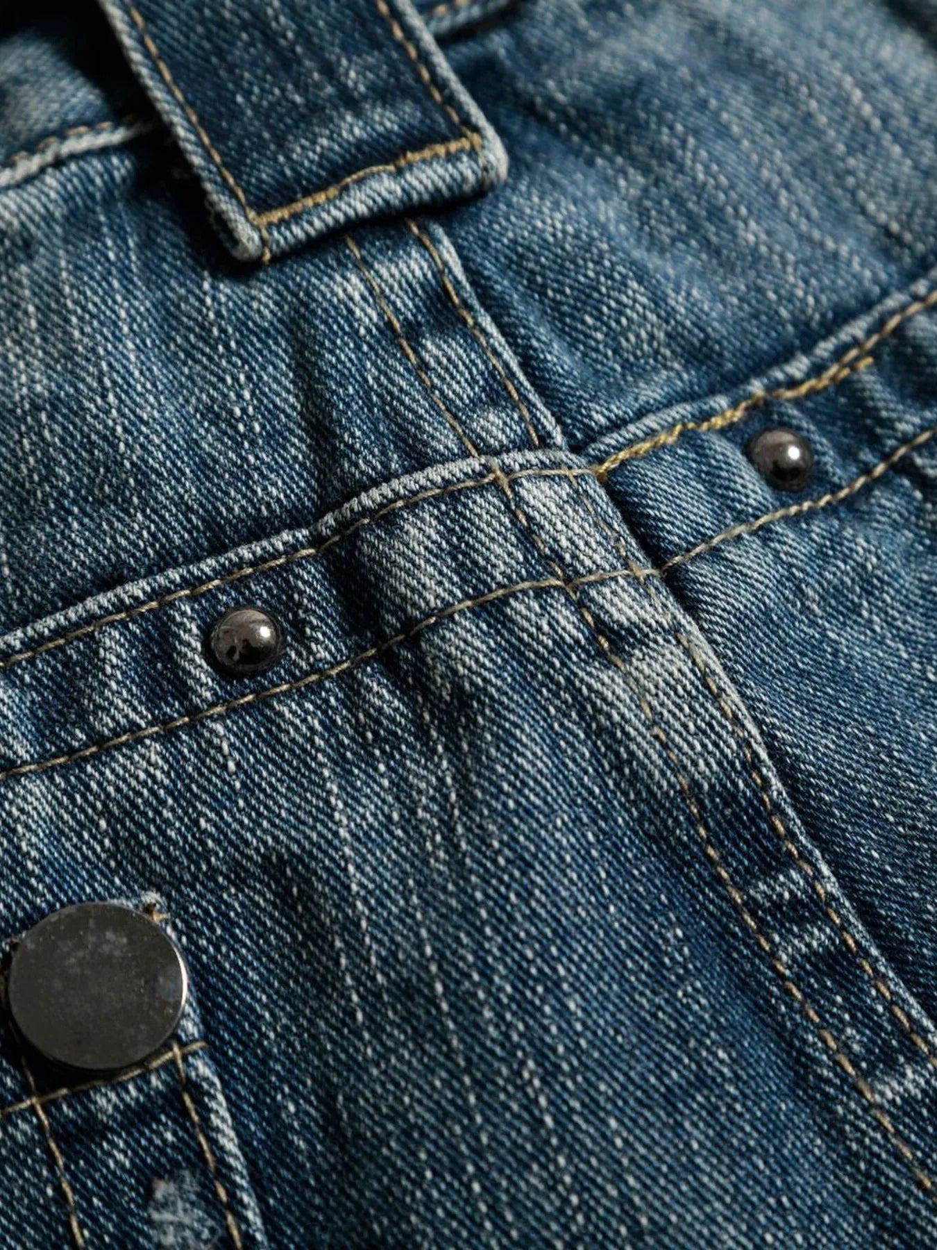 Men's Vintage Wide Leg Pearl Detail Jeans