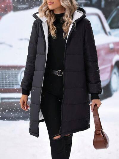 Plus Size Zip Up Hooded Winter Coat - Clothes For Her Online Store
