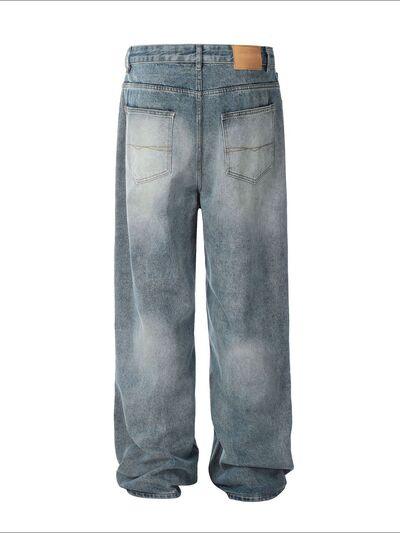 Men's Washed Straight Jeans