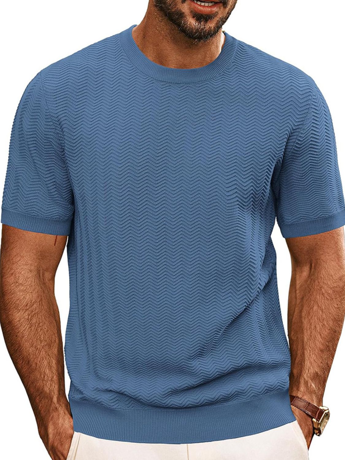 Men's Full Size Round Neck Short Sleeve T-Shirt Plus Size - Clothes For Her Online Store