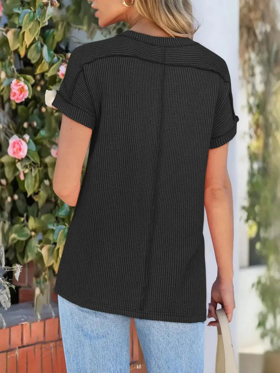 Round Neck Short Sleeve T-Shirt - Clothes For Her Online Store