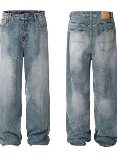 Men's Washed Straight Jeans