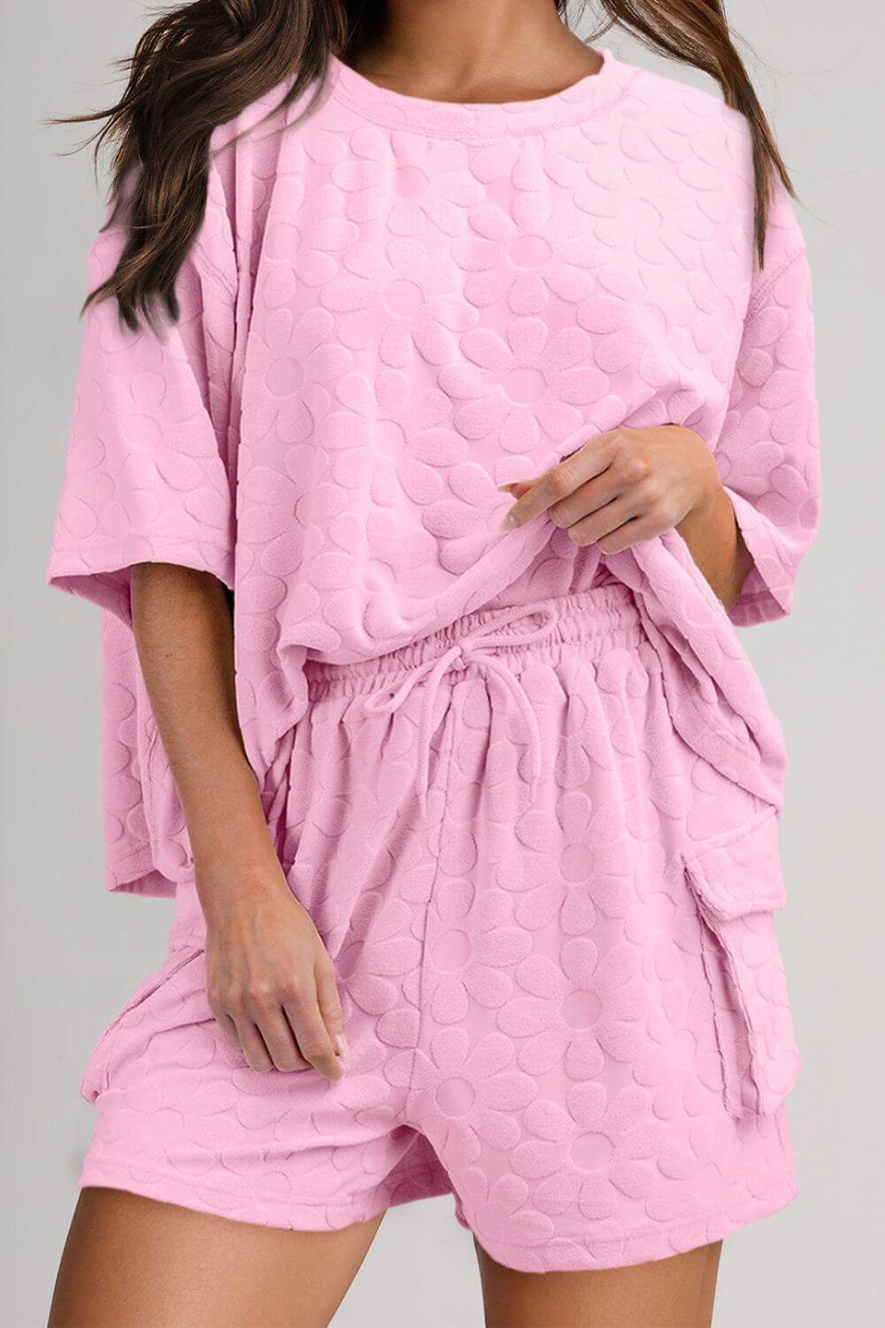 Round Neck Half Sleeve Top and Shorts Set - Clothes For Her Online Store