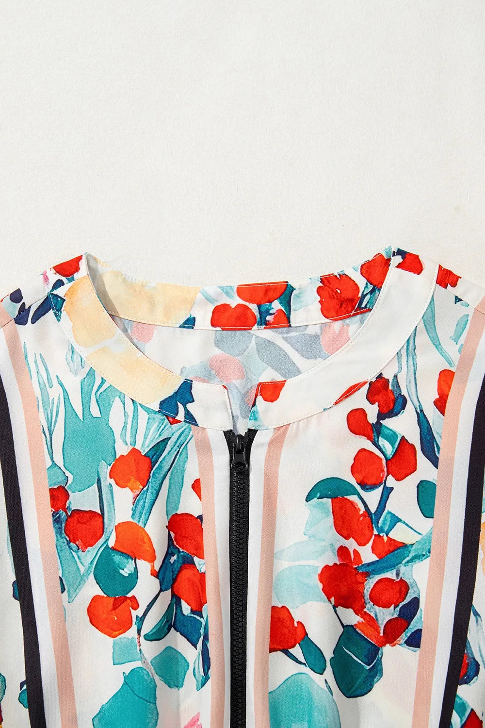 Floral Print Zipper Ruffled Short Sleeve High Waist Mini Dress