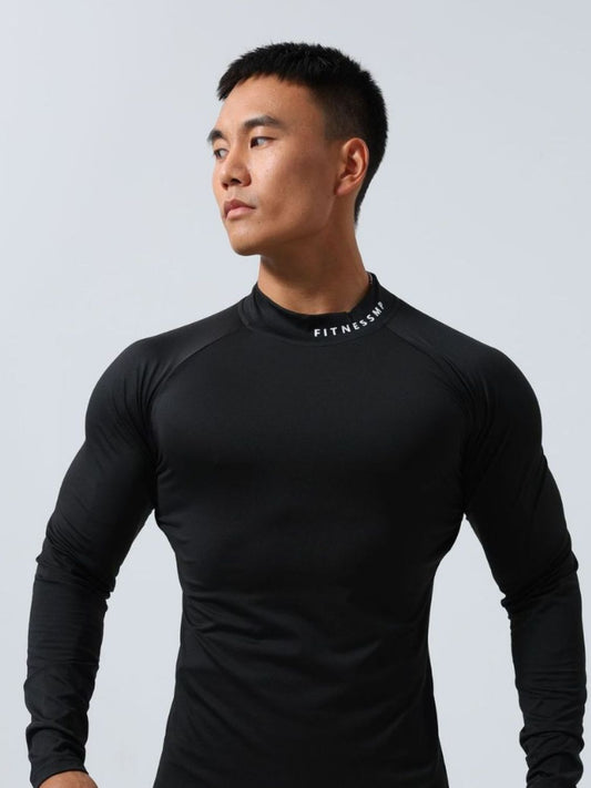 Men's Plus Size Mock Neck Long Sleeve T-Shirt
