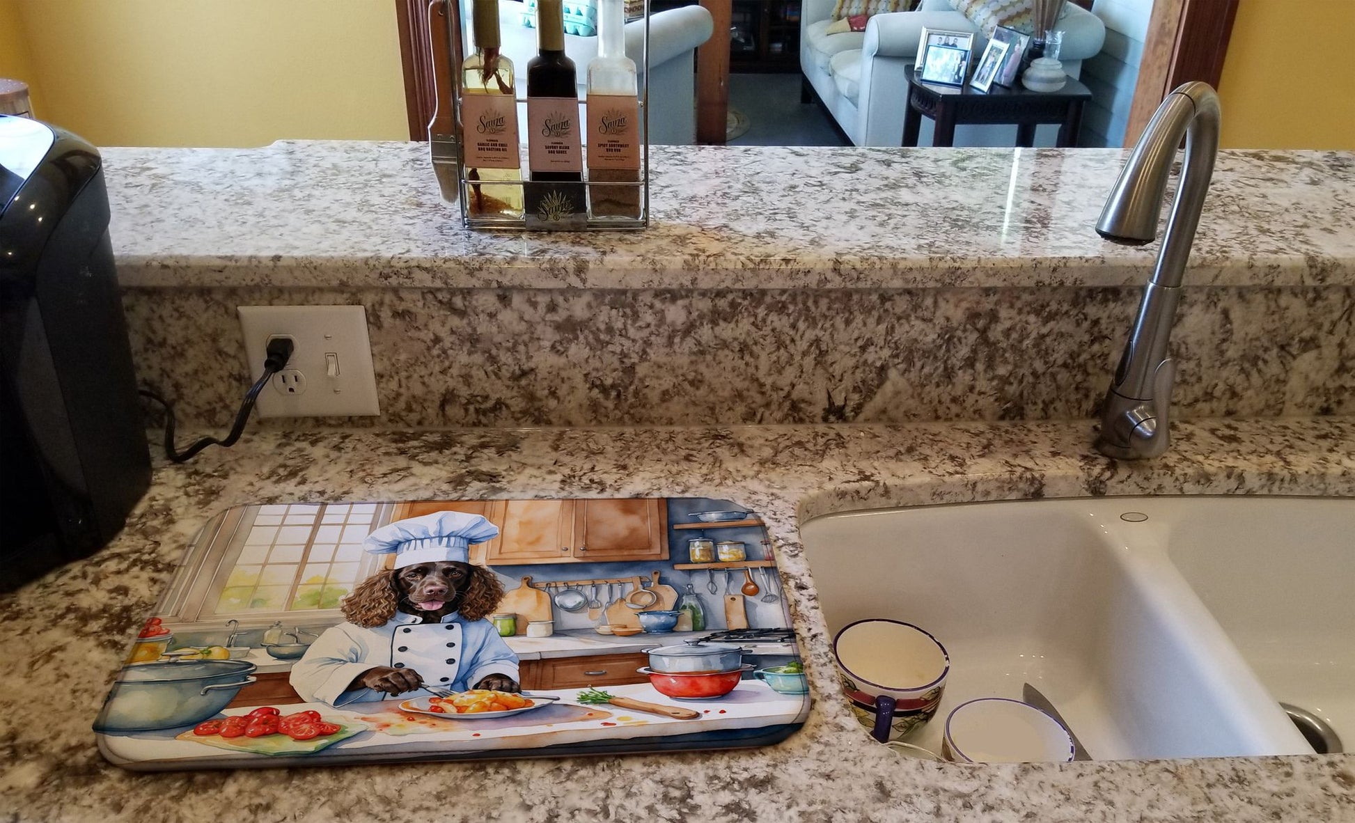 American Water Spaniel The Chef Dish Drying Mat Absorbent Dish Drying Mat Pad for Kitchen Counter Dish Drainer Mat for Countertop, 14 x 21", Multicolor