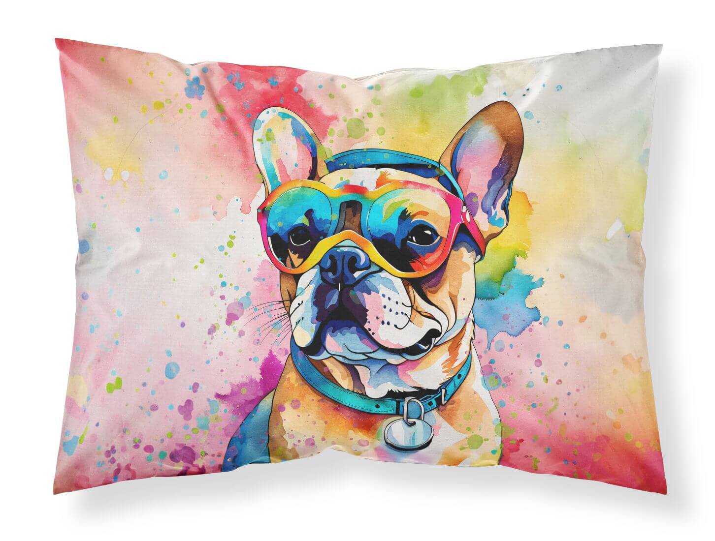French Bulldog Hippie Dawg Standard Pillowcase Lightweight Super Soft Easy Care Decorative Artwork Pillowcase, Standard