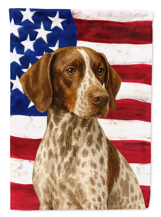 Liver and White German Shorthaired Pointer American Flag Garden Flag Mailbox Flag Decorative Yard Flag Banner Outside Patio Artwork Yard Flower Beds, Garden Size, Multicolor
