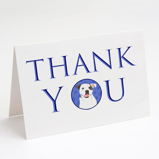 Pit Bull White #3 Thank You Greeting Cards Pack of 8 Blank Cards with Envelopes Whimsical A7 Size 5x7 Blank Note Cards