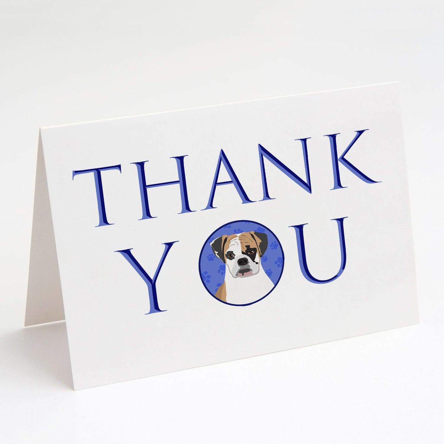English Bulldog Tricolor #2 Thank You Greeting Cards Pack of 8 Blank Cards with Envelopes Whimsical A7 Size 5x7 Blank Note Cards