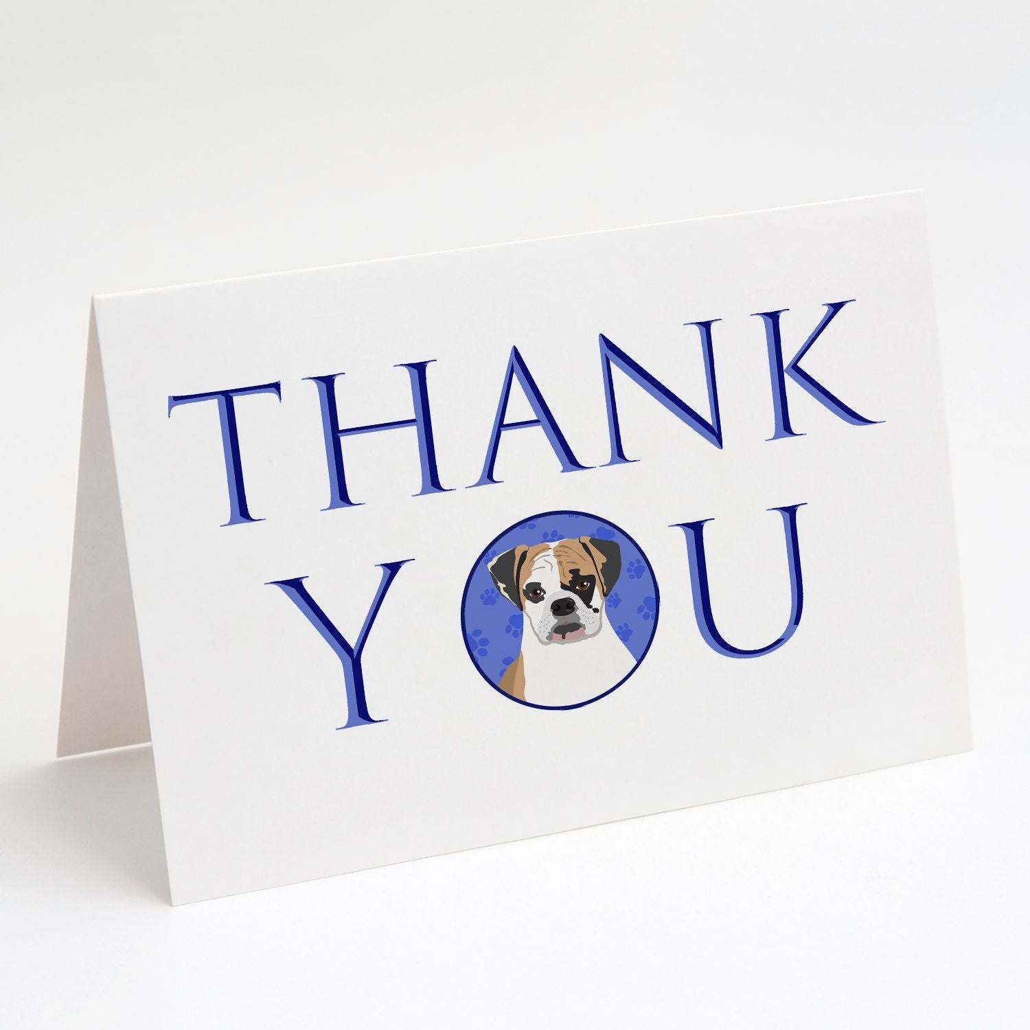 English Bulldog Tricolor #2 Thank You Greeting Cards Pack of 8 Blank Cards with Envelopes Whimsical A7 Size 5x7 Blank Note Cards
