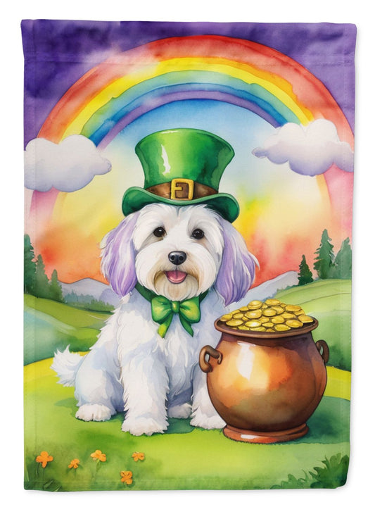 Coton de Tulear St Patrick's Day House Flag Large Porch Sleeve Pole Decorative Outside Yard Banner Artwork Wall Hanging, Polyester, House Size, Multicolor