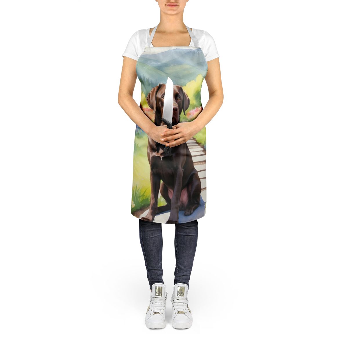Labrador Retriever Spring Path Apron Cooking Kitchen Server Baking Crafts Gardening for Adult Women Men, Unisex, Large, Multicolor