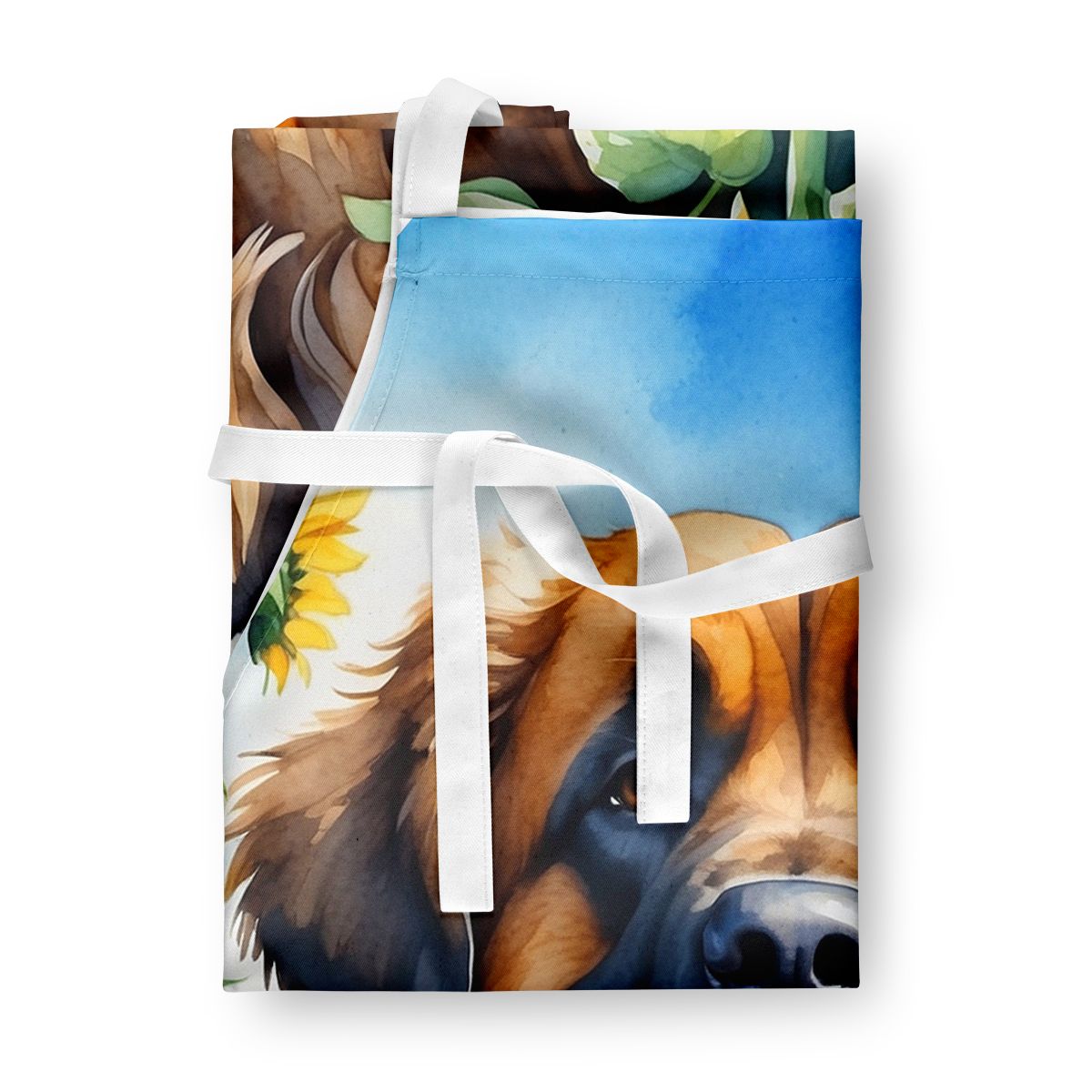 Leonberger in Sunflowers Apron Cooking Kitchen Server Baking Crafts Gardening for Adult Women Men, Unisex, Large, Multicolor