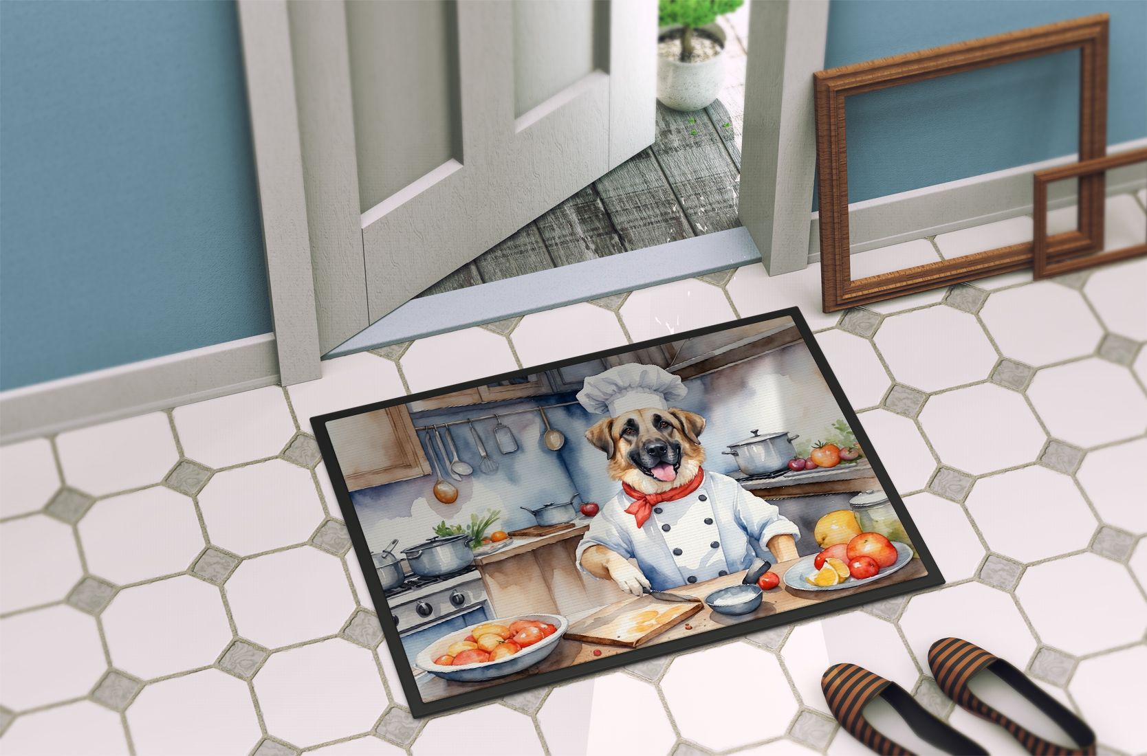 Anatolian Shepherd The Chef Doormat Front Door Mat Indoor Outdoor Rugs for Entryway, Non Slip Washable Low Pile, 24H X 36W