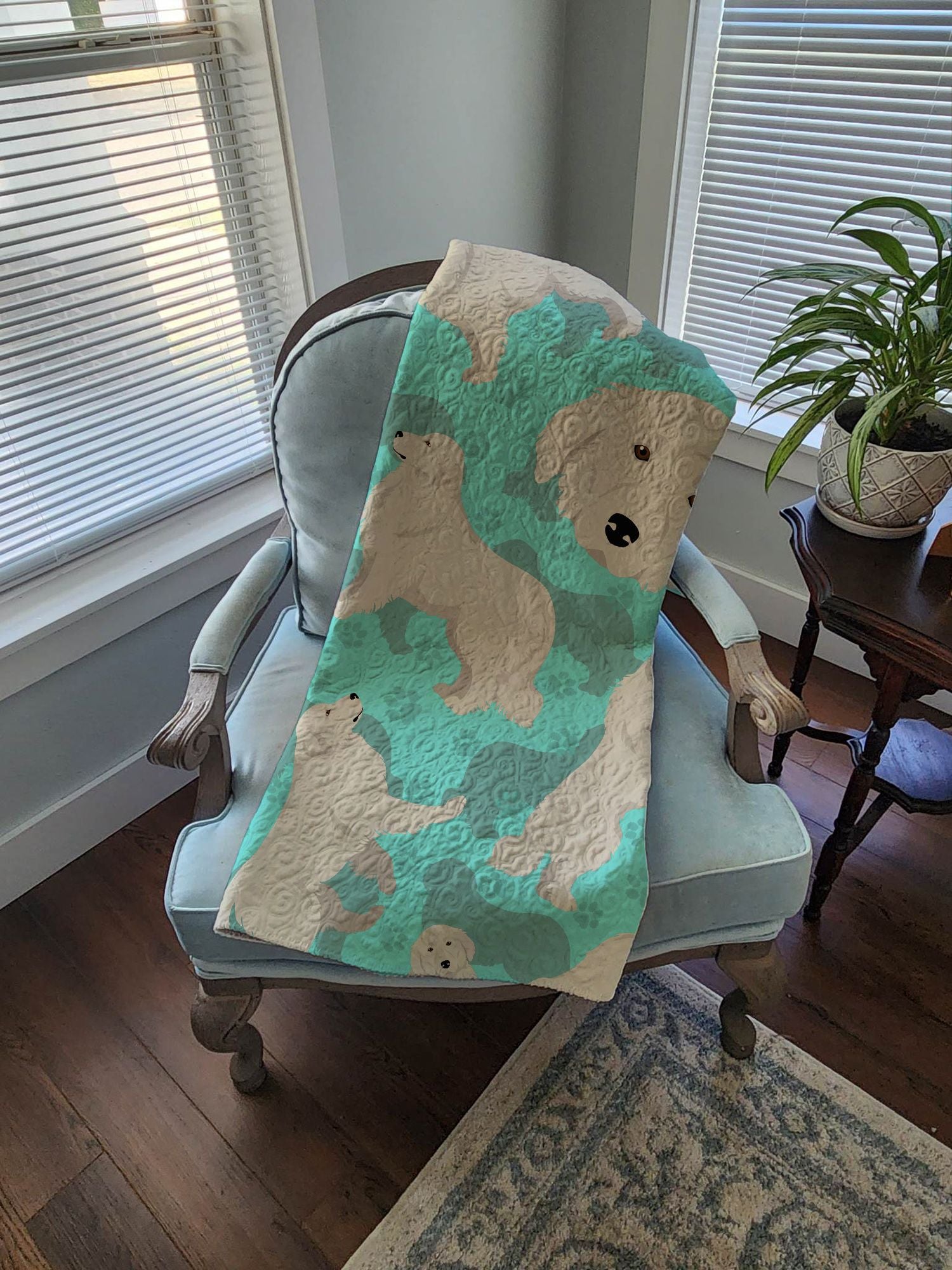 Great Pyrenees Quilted Blanket 50x60 Artwork Pattern Quilted Throw Blanket for Bed, Couch, Sofa, Soft and Lightweight