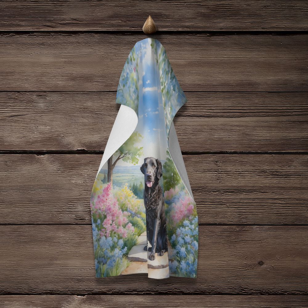 Curly-Coated Retriever Spring Path Kitchen Towel Dish Cloths Guest Hand Towel Decorative Bathroom Towel for Face,Tea, Dishcloth, Kitchen and Bath