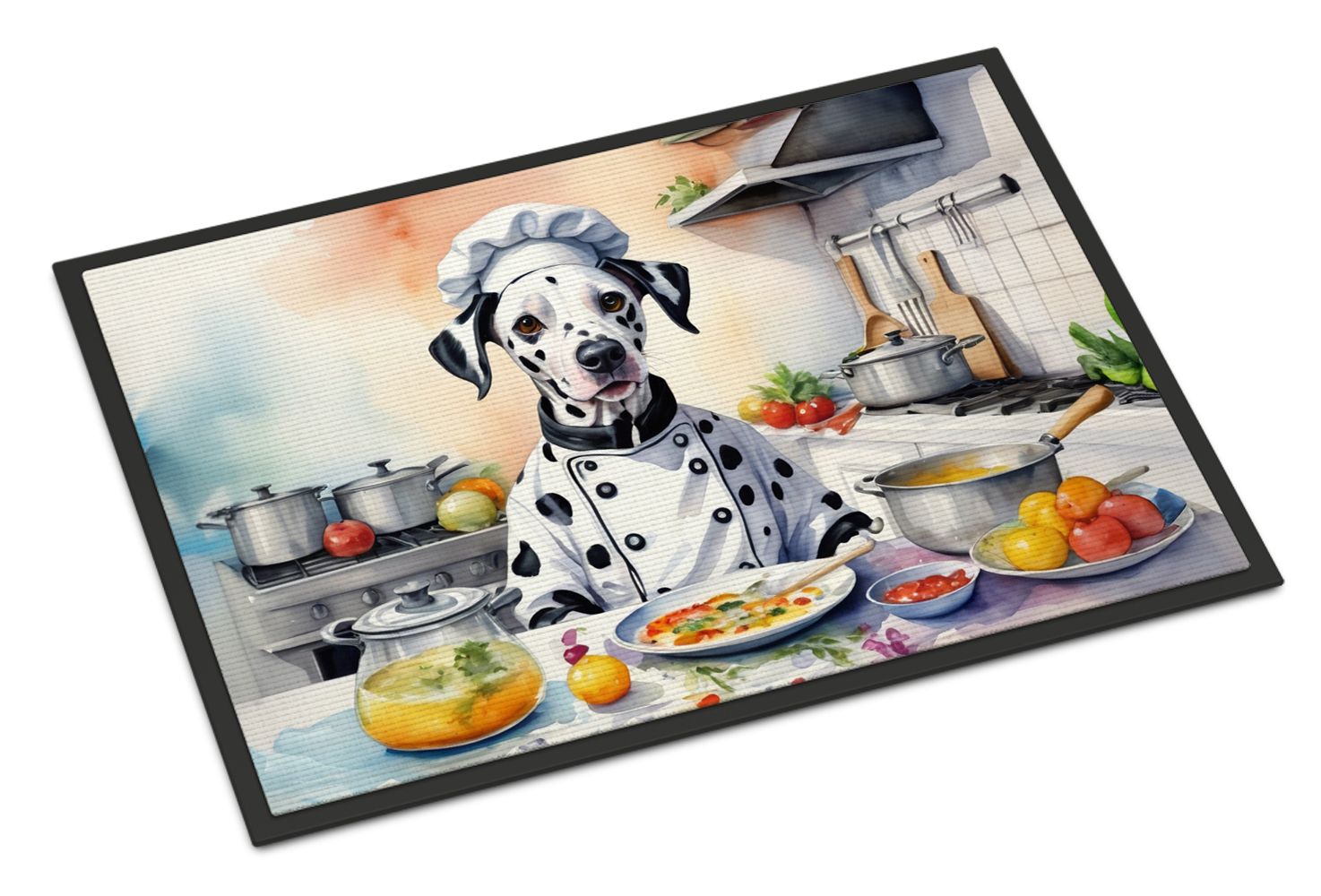 NEW Dalmatian The Chef Doormat Front Door Mat Indoor Outdoor Rugs for Entryway, Non Slip Washable Low Pile, 18H X 27W