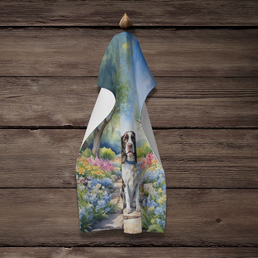 English Springer Spaniel Spring Path Kitchen Towel Dish Cloths Guest Hand Towel Decorative Bathroom Towel for Face,Tea, Dishcloth, Kitchen and Bath