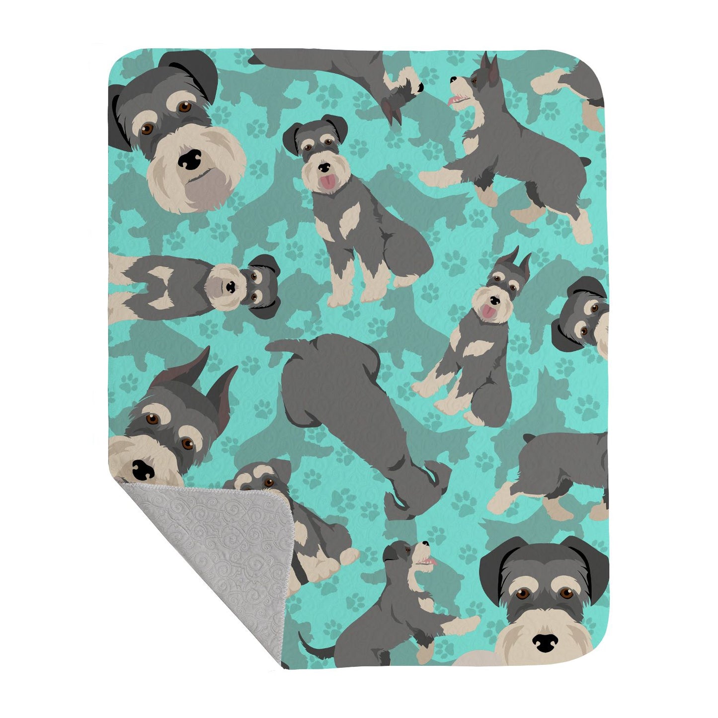 Schnauzer Quilted Blanket 50x60 Artwork Pattern Quilted Throw Blanket for Bed, Couch, Sofa, Soft and Lightweight